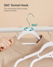Ultra Thin Velvet Hangers – Velvet – Black – Space Saving Non-Slip Design with Tie Organizer and 360 Degree Swivel Hook, 20 Pack
