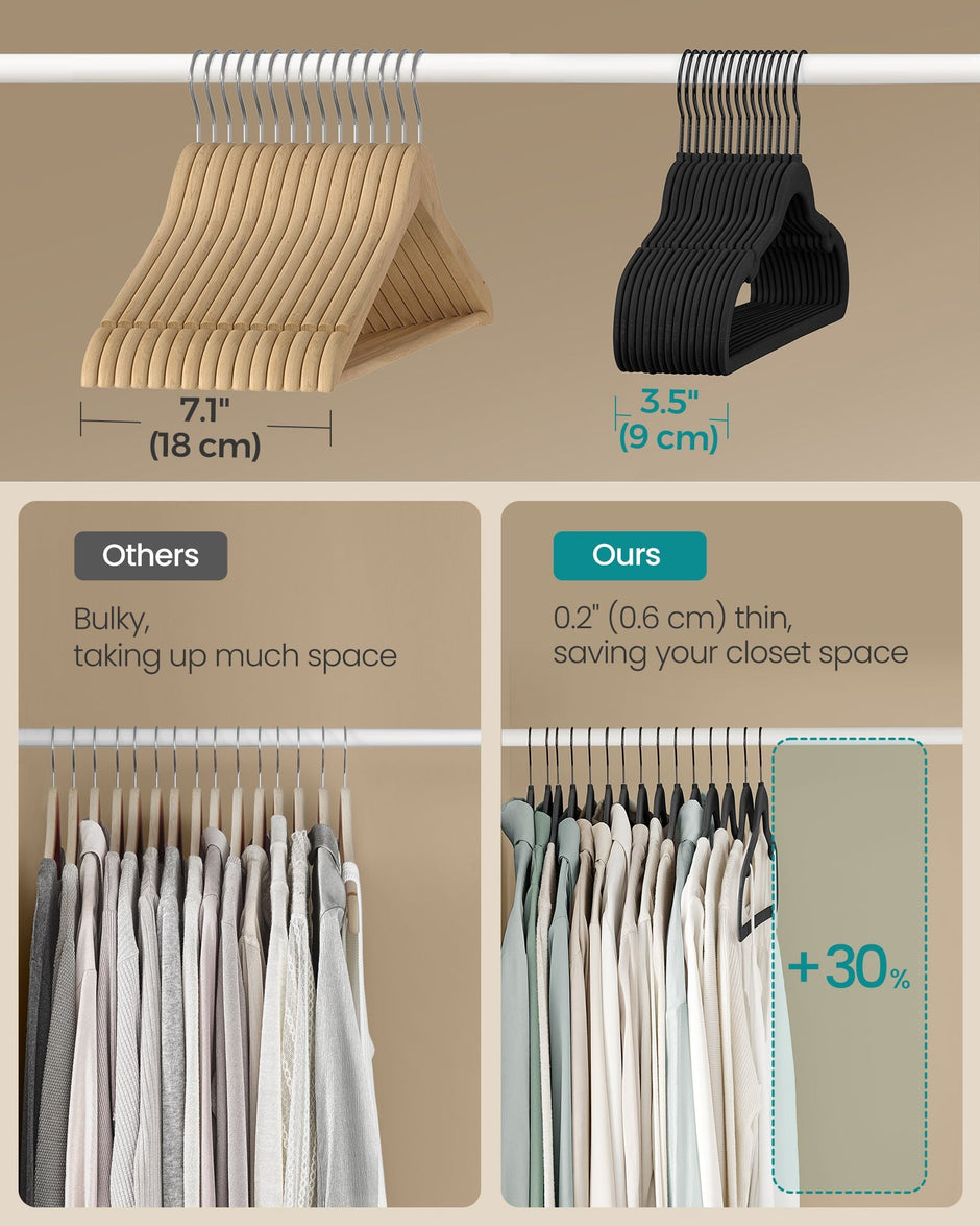 Velvet Hangers – Velvet – Cloud White – Set of 50 with Non-Slip Design and Rose Gold Swivel Hook