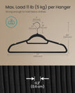 Set of 50 Velvet Coat Hangers – Velvet – Ink Black – Non-Slip with Rose Gold Swivel Hook