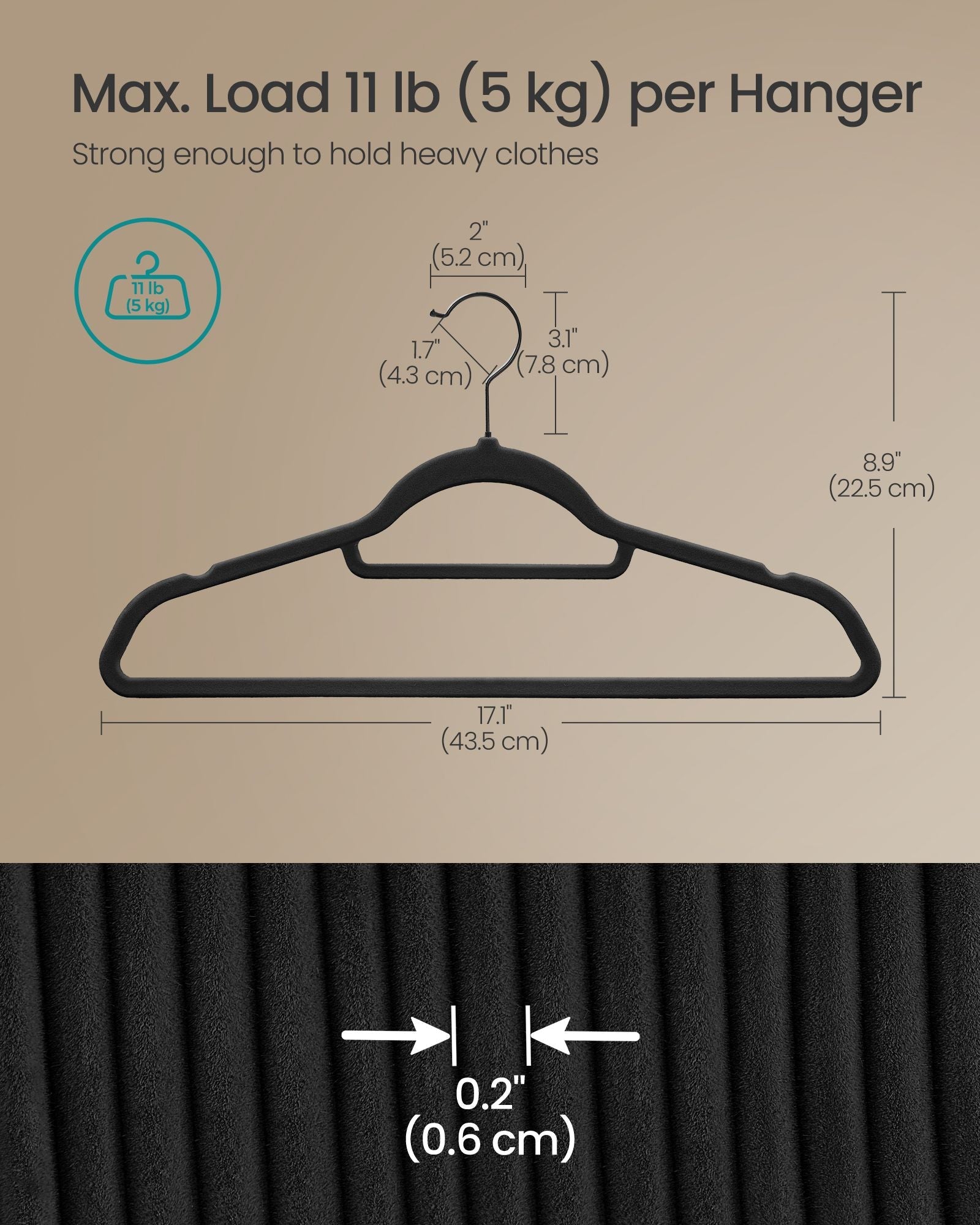 Velvet Hangers – Velvet – Cloud White – Set of 50 with Non-Slip Design and Rose Gold Swivel Hook