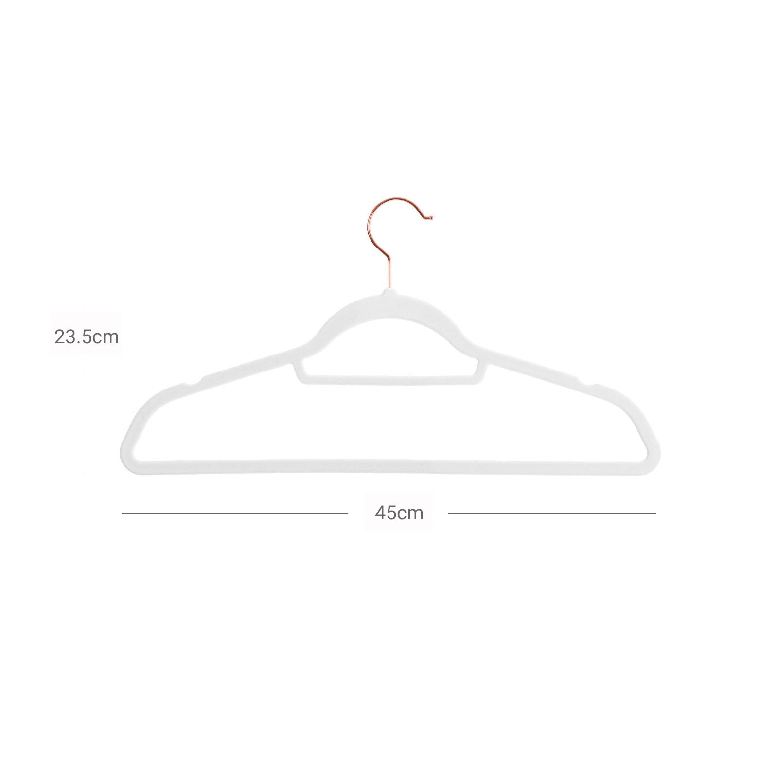 Non-Slip Velvet Clothes Hangers – White – 50 Pack – Space Saving Design with Rose Gold Swivel Hook