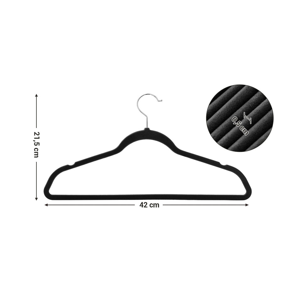 Set of 50 Velvet Non-Slip Clothes Hangers – Pink – Thin and Durable with 360° Swivel Hooks
