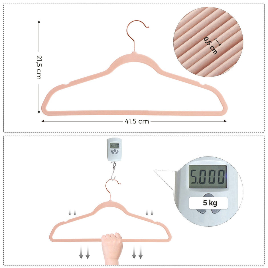 Set of 20 Velvet Hangers – Pink – Thin and Durable with 360° Swivel Hooks