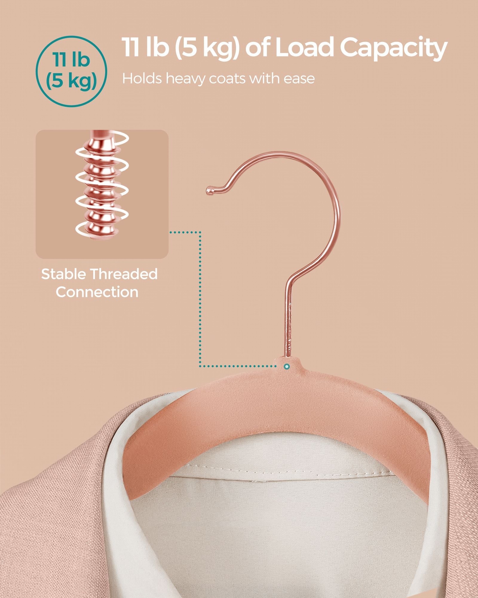 Set of 50 Velvet Hangers – Velvet – Pink and Rose Gold – 360° Swivel Hooks, Thin and Durable