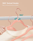 Set of 50 Velvet Hangers – Velvet – Pink and Rose Gold – 360° Swivel Hooks, Thin and Durable