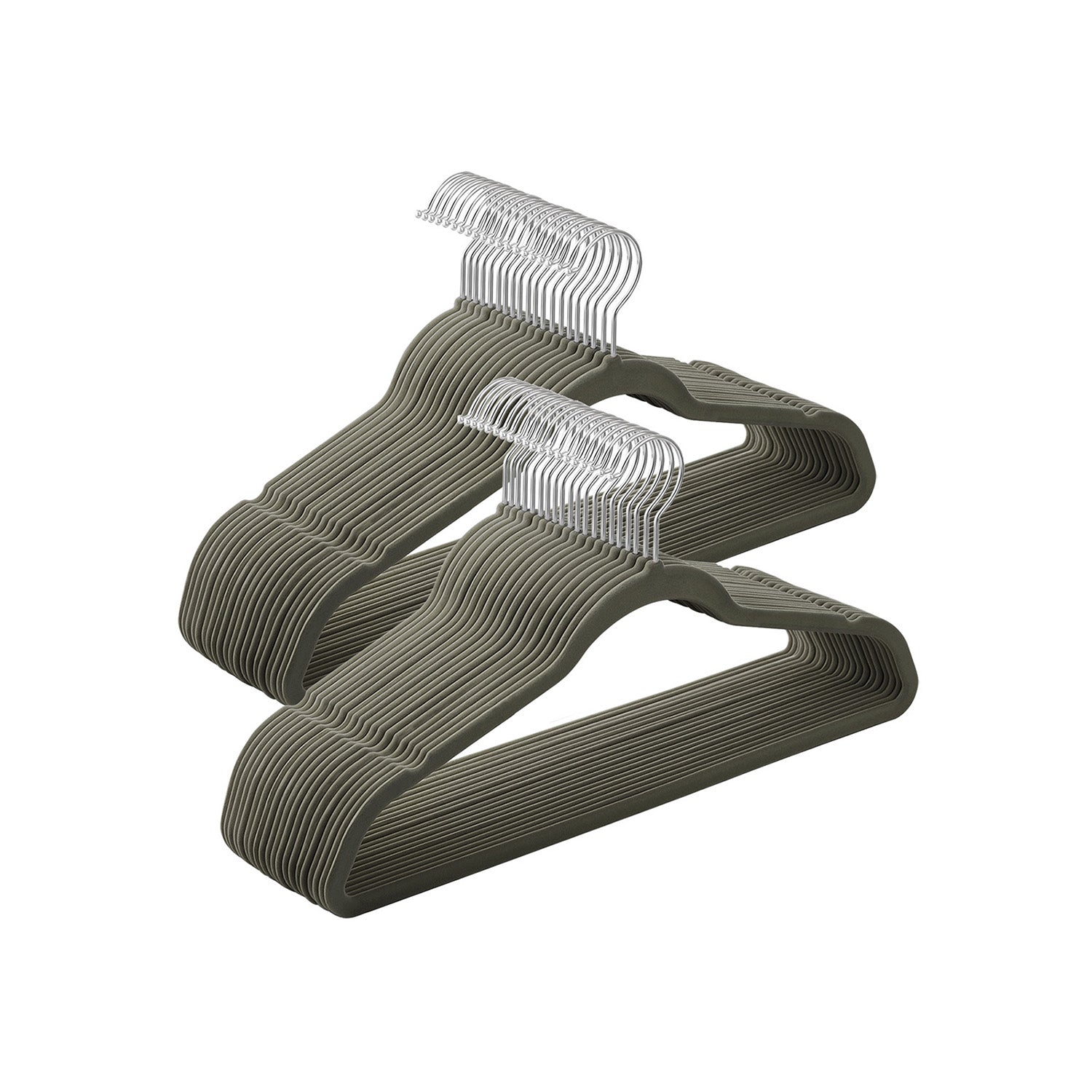 50 Velvet Non-Slip Coat Hangers – Grey – Durable Thin Design with 360° Swivel Hooks