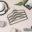 50 Velvet Non-Slip Coat Hangers – Grey – Durable Thin Design with 360° Swivel Hooks