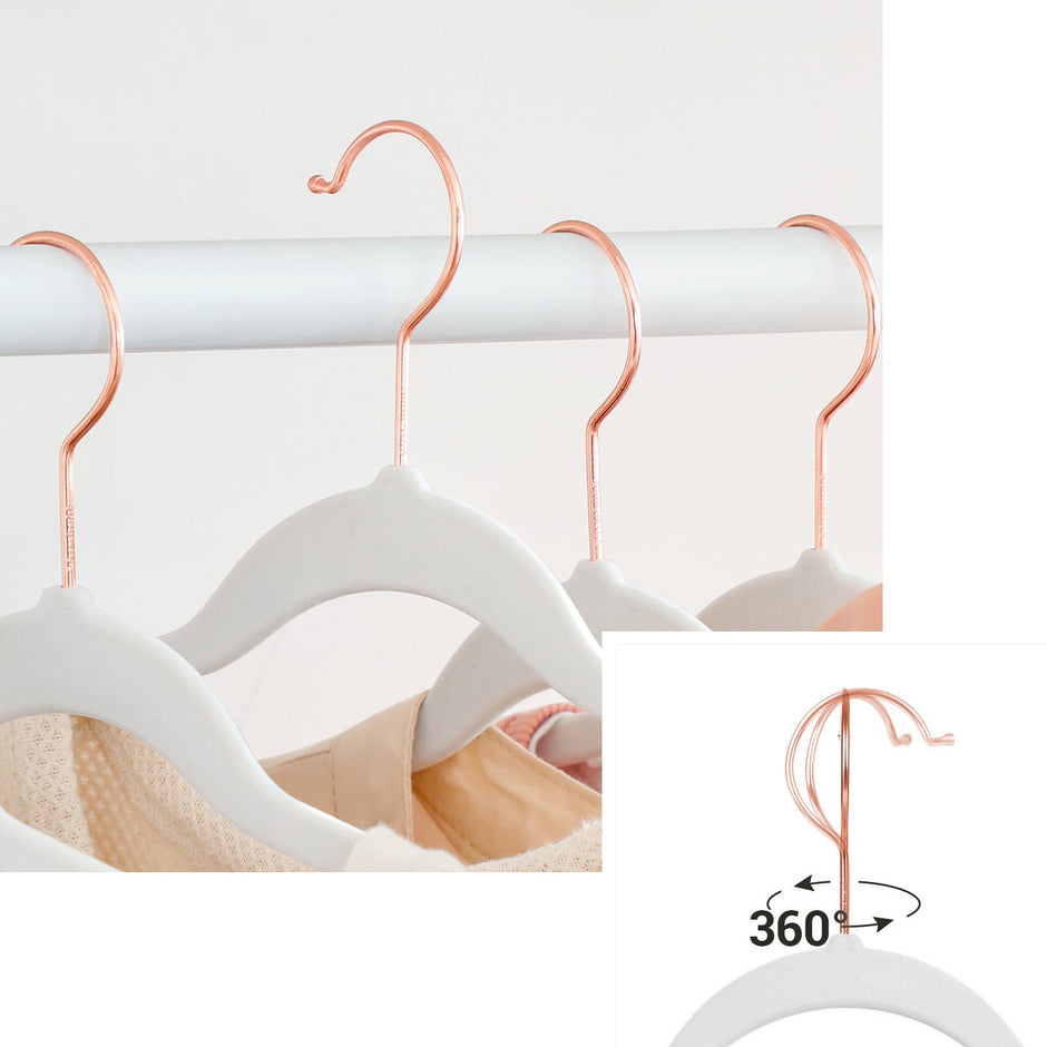 Set of 20 Velvet Hangers – White – 360° Swivel Hooks – Thin and Durable