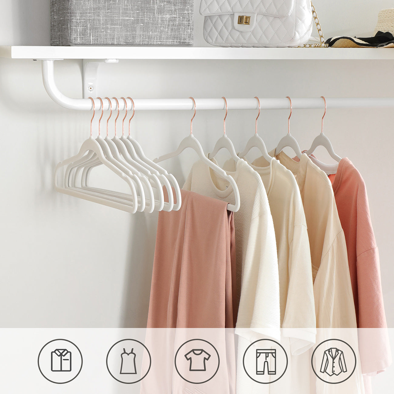 Set of 20 Velvet Hangers – White – 360° Swivel Hooks – Thin and Durable