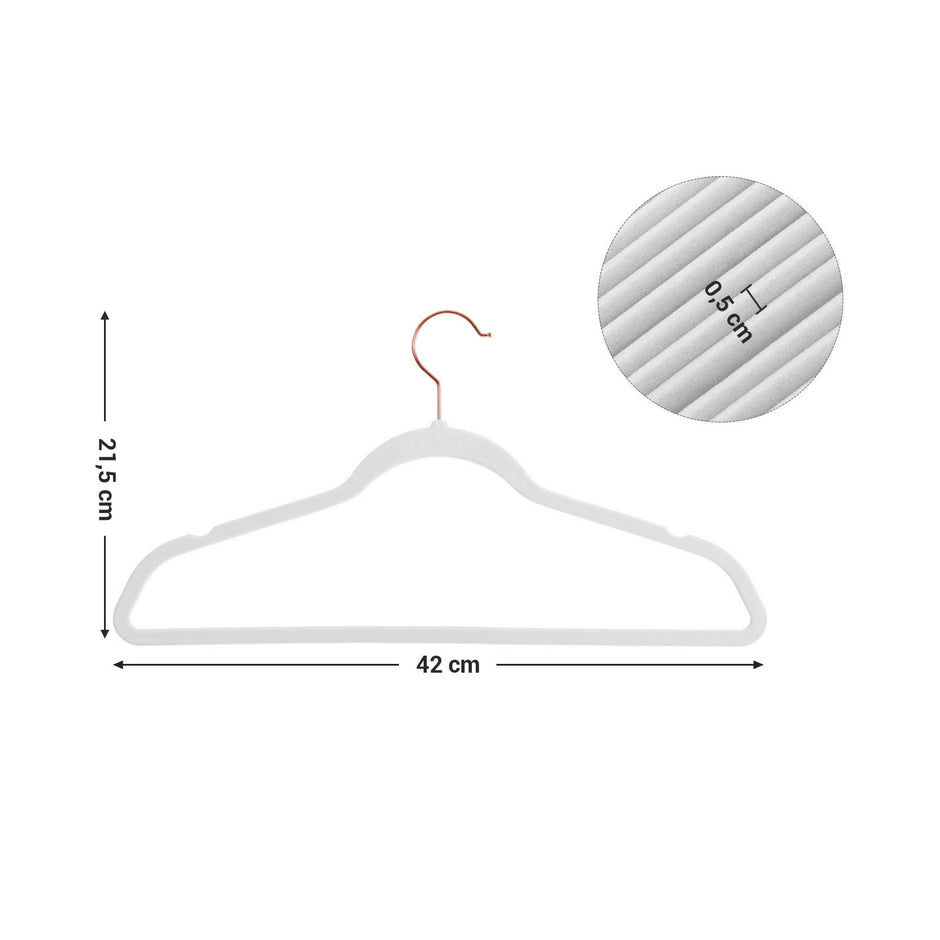 Set of 20 Velvet Hangers – White – 360° Swivel Hooks – Thin and Durable