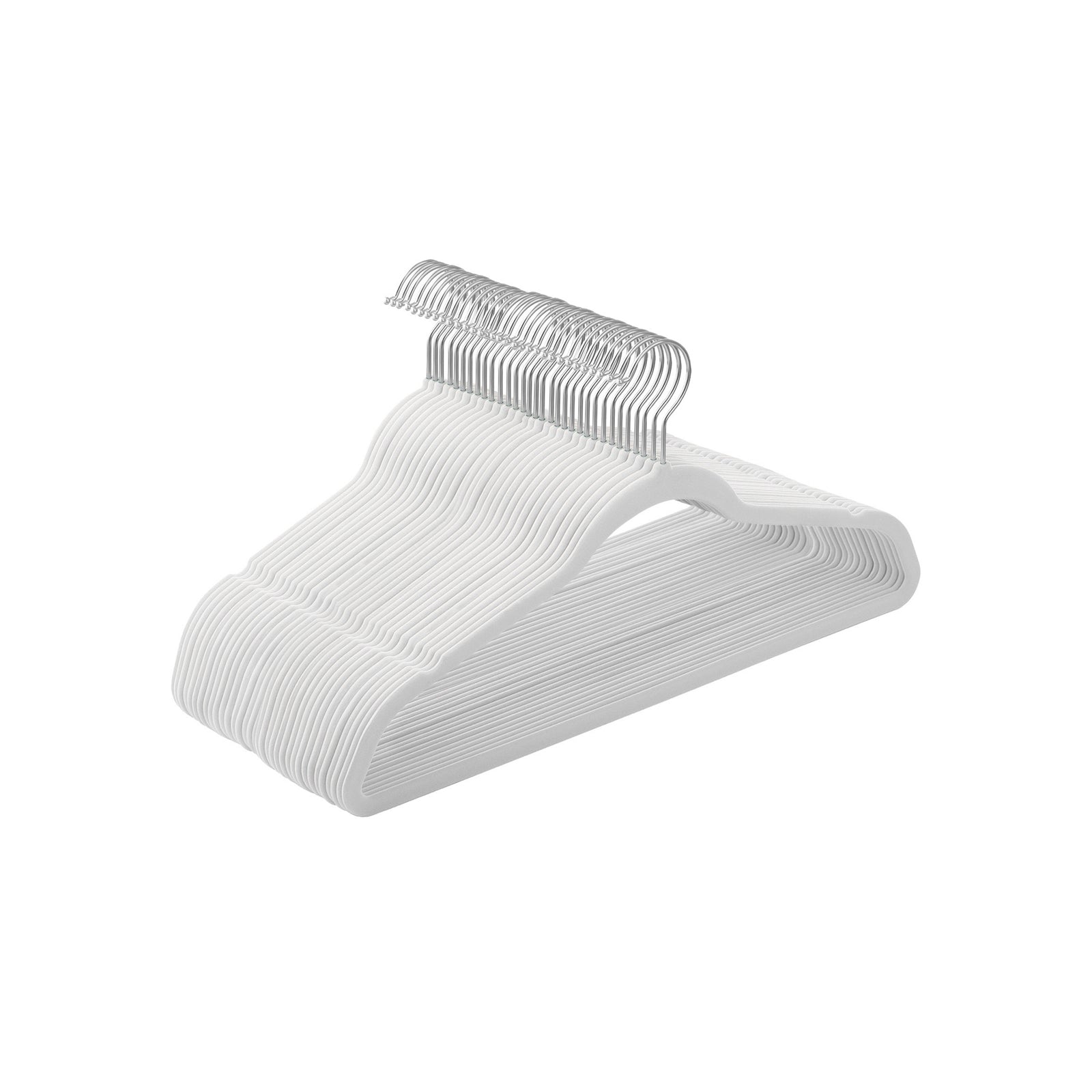 Set of 30 Velvet Hangers – White – Space-Saving Design – 360° Swivel Hooks