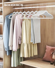 Set of 50 Velvet Hangers – Velvet – White and Rose Gold – 360° Swivel Hooks, Thin and Durable