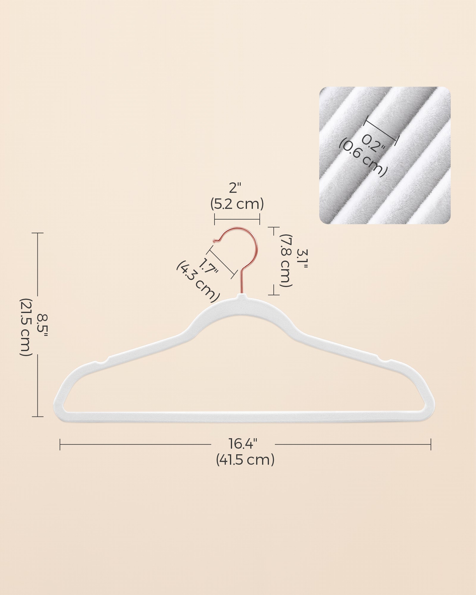 Set of 50 Velvet Hangers – Velvet – White and Rose Gold – 360° Swivel Hooks, Thin and Durable