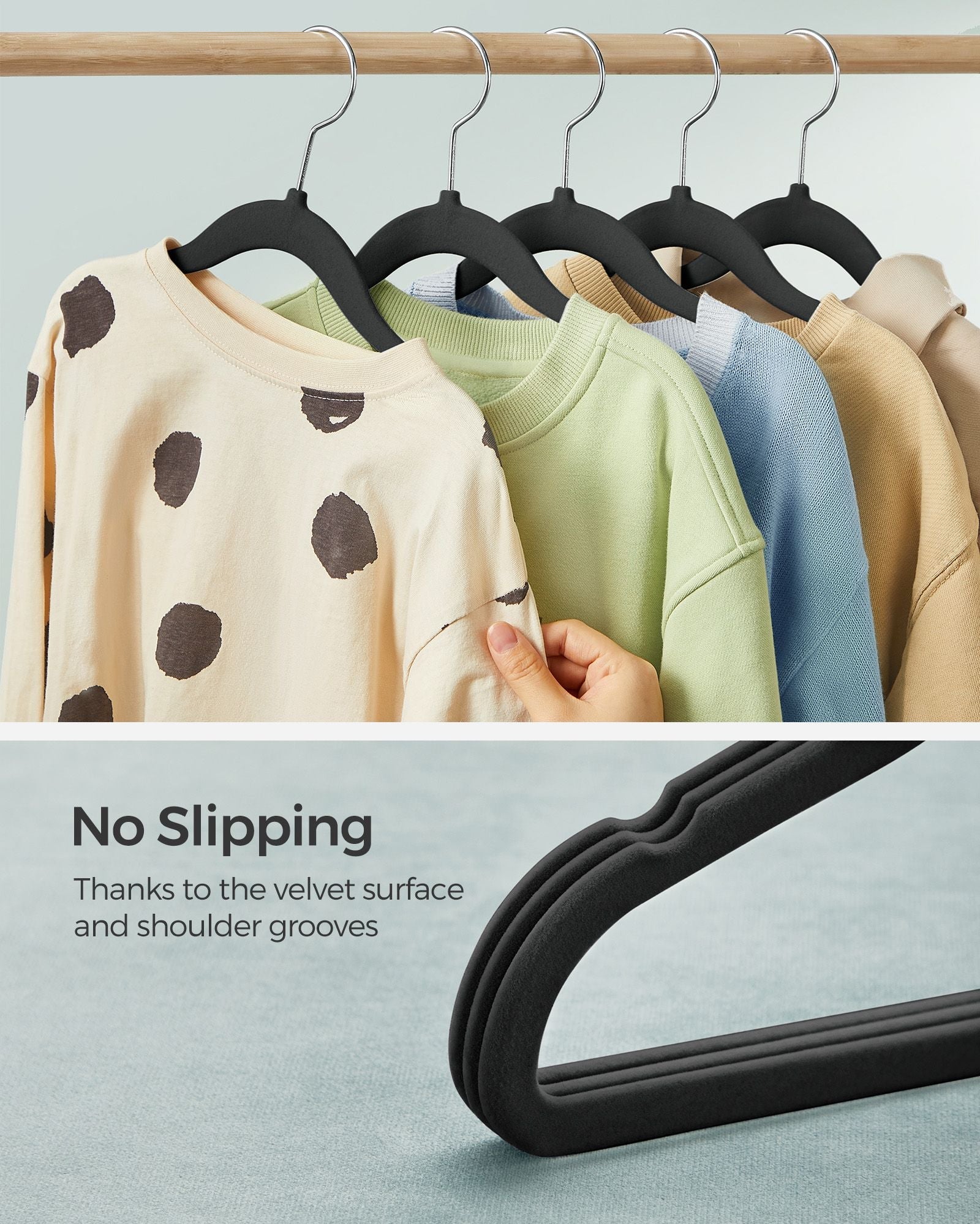Pack of 50 Velvet Baby Hangers – Ink Black – Non-Slip Design with Silver Hooks