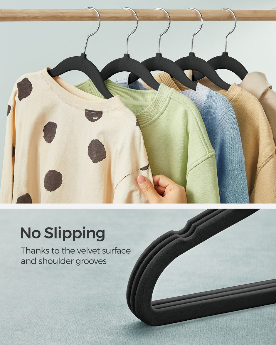 Pack of 50 Velvet Baby Hangers – Ink Black – Non-Slip Design with Silver Hooks
