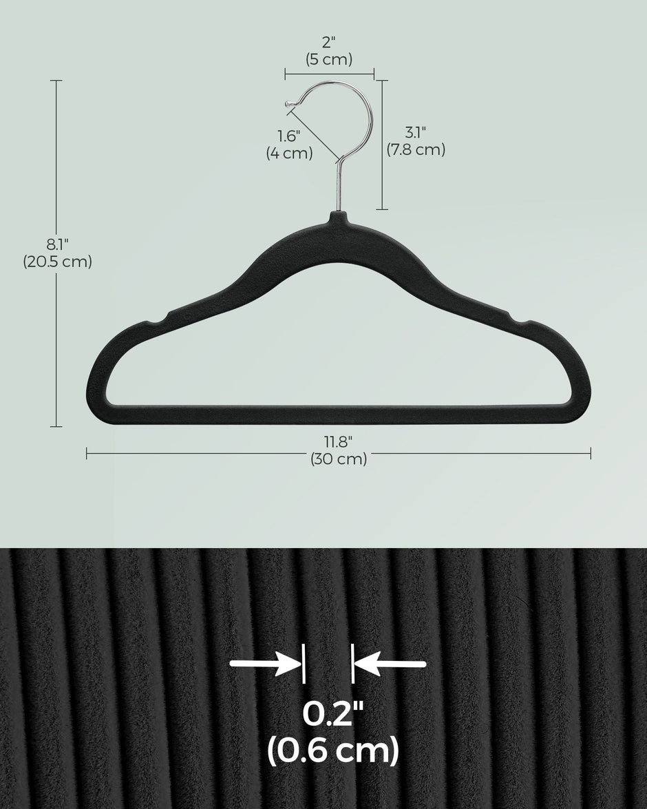 Pack of 50 Velvet Baby Hangers – Ink Black – Non-Slip Design with Silver Hooks