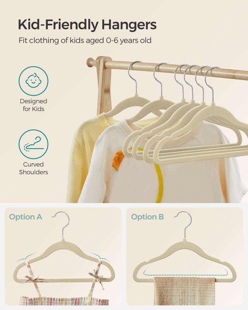 Velvet Baby Hangers – Sand Beige – Pack of 50 – Non-Slip Design