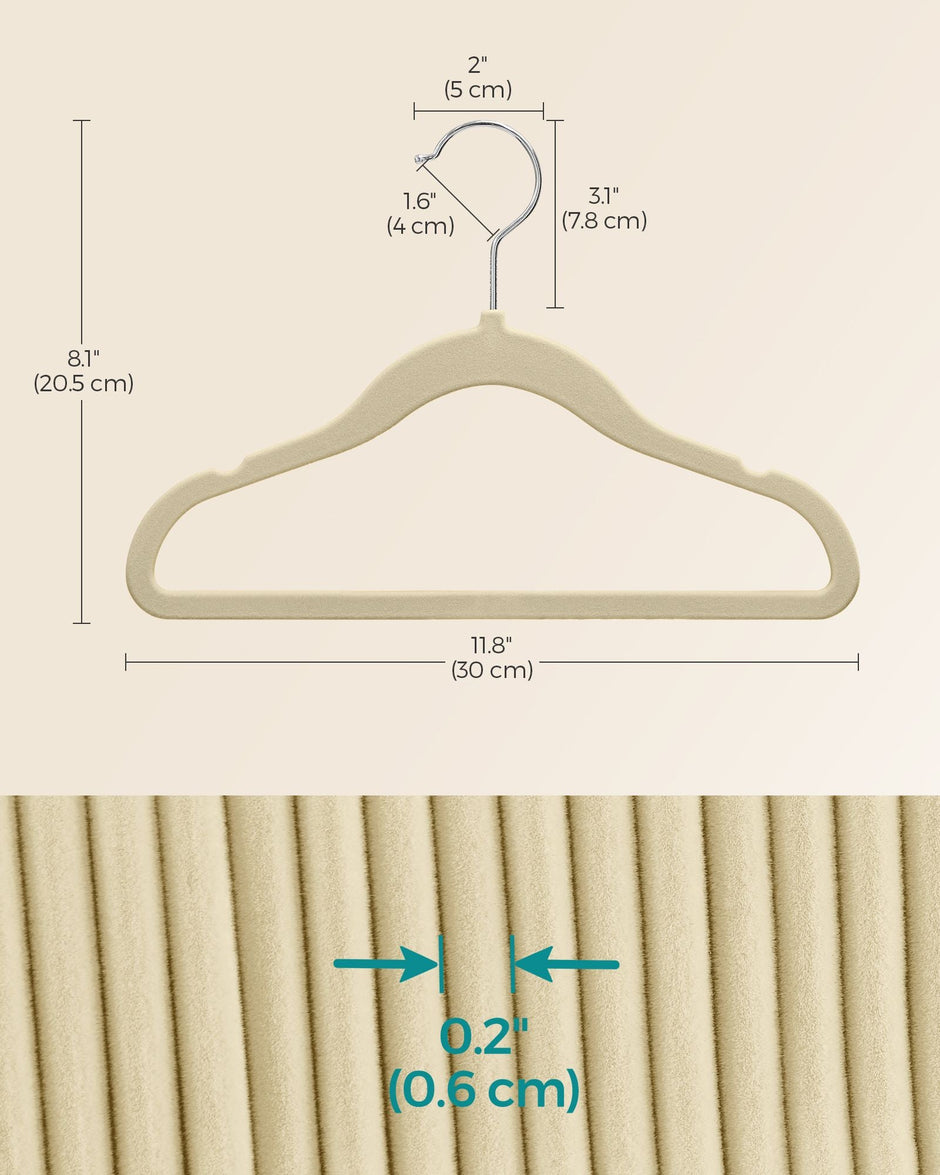 Velvet Baby Hangers – Sand Beige – Pack of 50 – Non-Slip Design