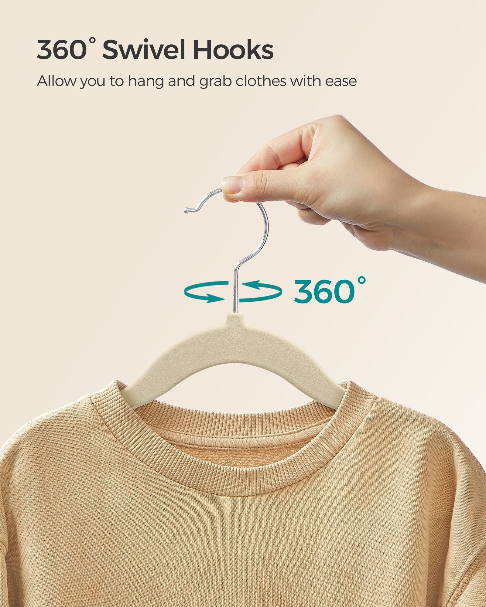 Velvet Baby Hangers – Sand Beige – Pack of 50 – Non-Slip Design