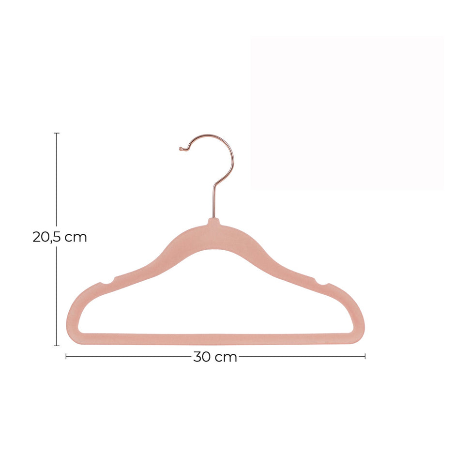 Baby Hangers – Velvet – Light Pink – Pack of 50 with Rose Gold Hooks
