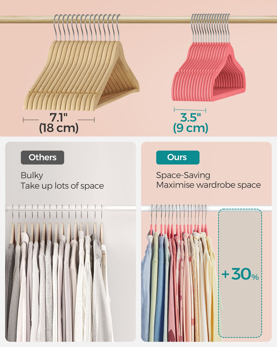 Pack of 50 Velvet Baby Hangers – Velvet – Strawberry Red – Non-Slip Design with Rose Gold Hooks