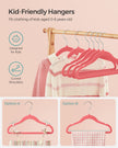 Pack of 50 Velvet Baby Hangers – Velvet – Strawberry Red – Non-Slip Design with Rose Gold Hooks