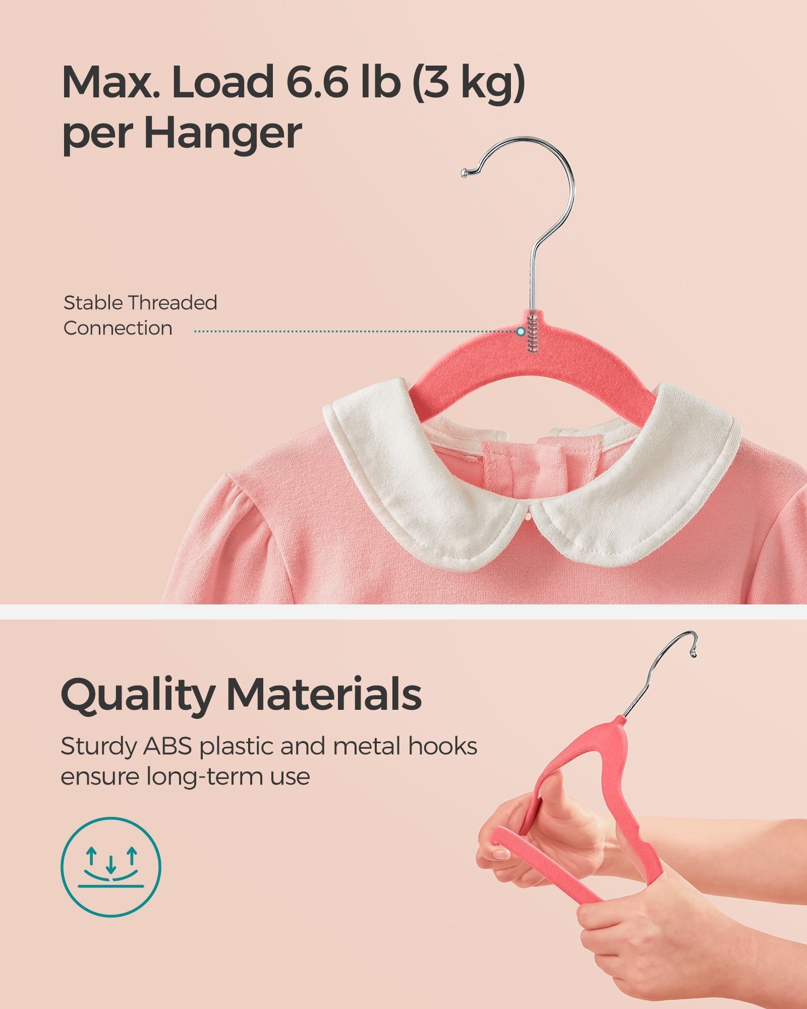 Pack of 50 Velvet Baby Hangers – Velvet – Strawberry Red – Non-Slip Design with Rose Gold Hooks
