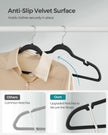 Velvet Hangers – Velvet – Ink Black – Non-Slip Design with Shoulder Notches and Trouser Bar – Pack of 20