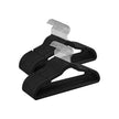 Velvet Hangers – Black – Non-Slip Design, Shoulder Notches, Trouser Bar, 360° Swivel Hook, Pack of 50