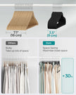 Velvet Hangers – Black – Non-Slip Design, Shoulder Notches, Trouser Bar, 360° Swivel Hook, Pack of 50