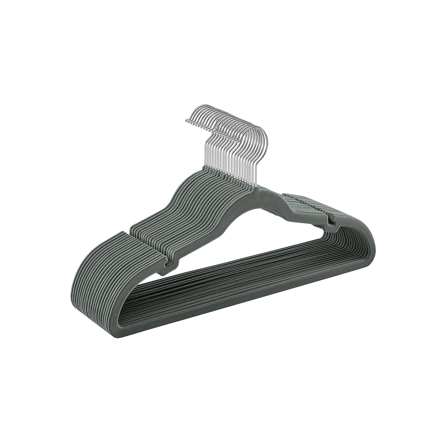 Velvet Coat Hangers – Velvet – Dove Gray – Non-Slip with Shoulder Notches and Trouser Bar, Space-Saving Design