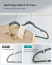 Velvet Coat Hangers – Velvet – Dove Gray – Non-Slip with Shoulder Notches and Trouser Bar, Space-Saving Design