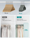 Velvet Coat Hangers – Velvet – Dove Gray – Non-Slip with Shoulder Notches and Trouser Bar, Space-Saving Design