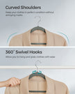 Velvet Coat Hangers – Velvet – Dove Gray – Non-Slip with Shoulder Notches and Trouser Bar, Space-Saving Design