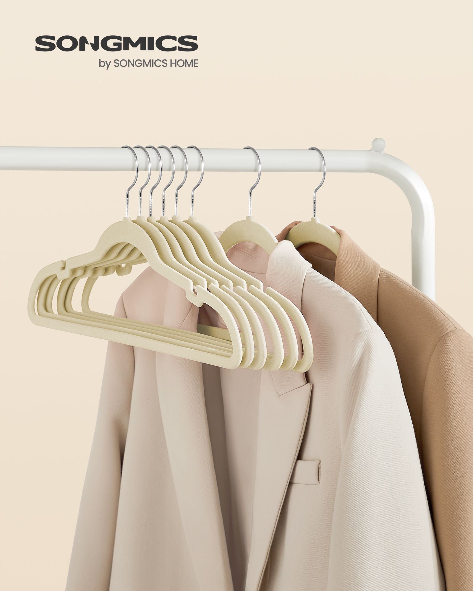 Velvet Hangers – Sand Beige – 50-Pack – Non-Slip Design with 360° Swivel Hook