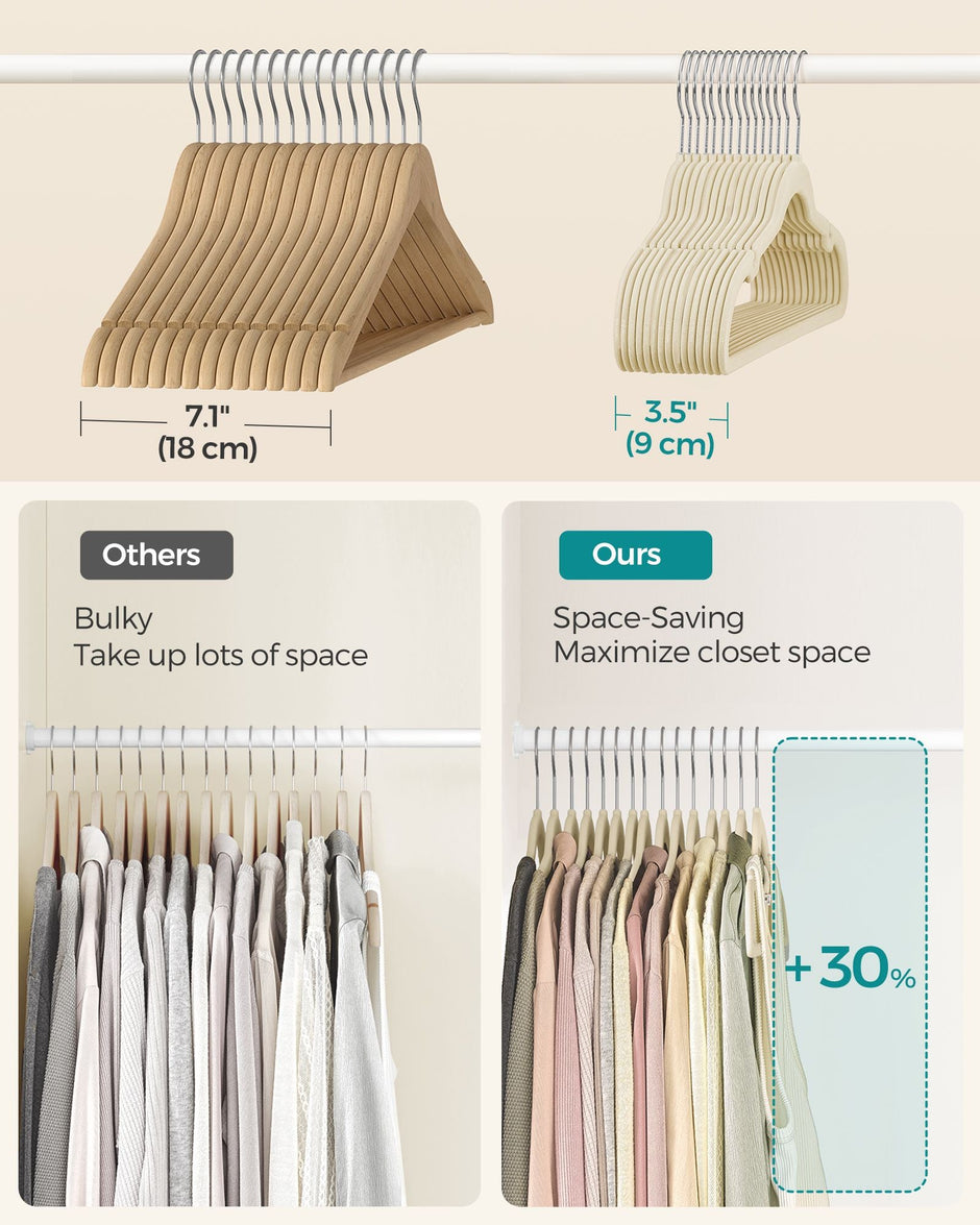 Velvet Hangers – Sand Beige – 50-Pack – Non-Slip Design with 360° Swivel Hook