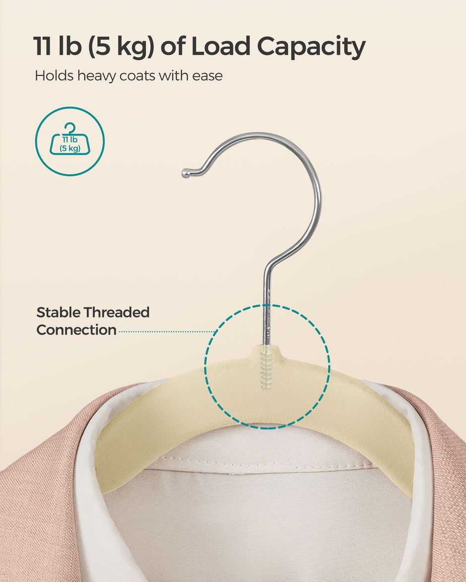 Velvet Hangers – Sand Beige – 50-Pack – Non-Slip Design with 360° Swivel Hook