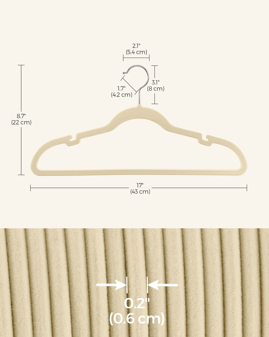 Velvet Hangers – Sand Beige – 50-Pack – Non-Slip Design with 360° Swivel Hook