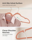 Clothes Hangers – Velvet – Black – Non-Slip with Shoulder Notches and Trouser Bar, Space-Saving, 50 Pack