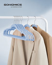 Velvet Hangers – Pale Blue – Non-Slip Design with Shoulder Notches and Trouser Bar – 50-Pack