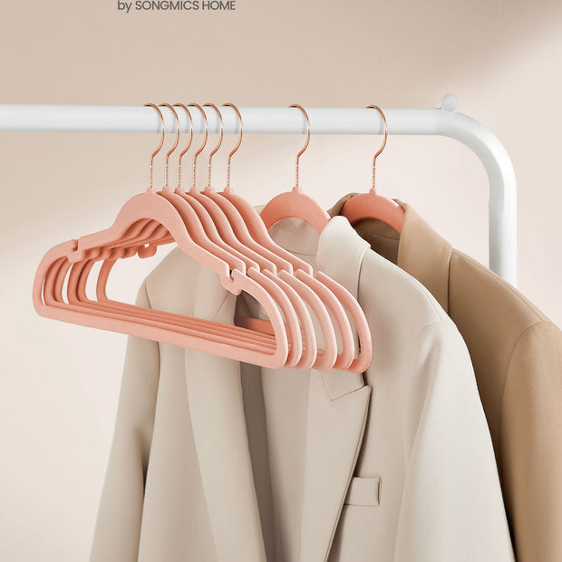 Velvet Hangers – Jelly Pink – 20-Pack – Non-Slip Design with Shoulder Notches and 360° Swivel Hook