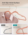 Velvet Hangers – Jelly Pink – 20-Pack – Non-Slip Design with Shoulder Notches and 360° Swivel Hook