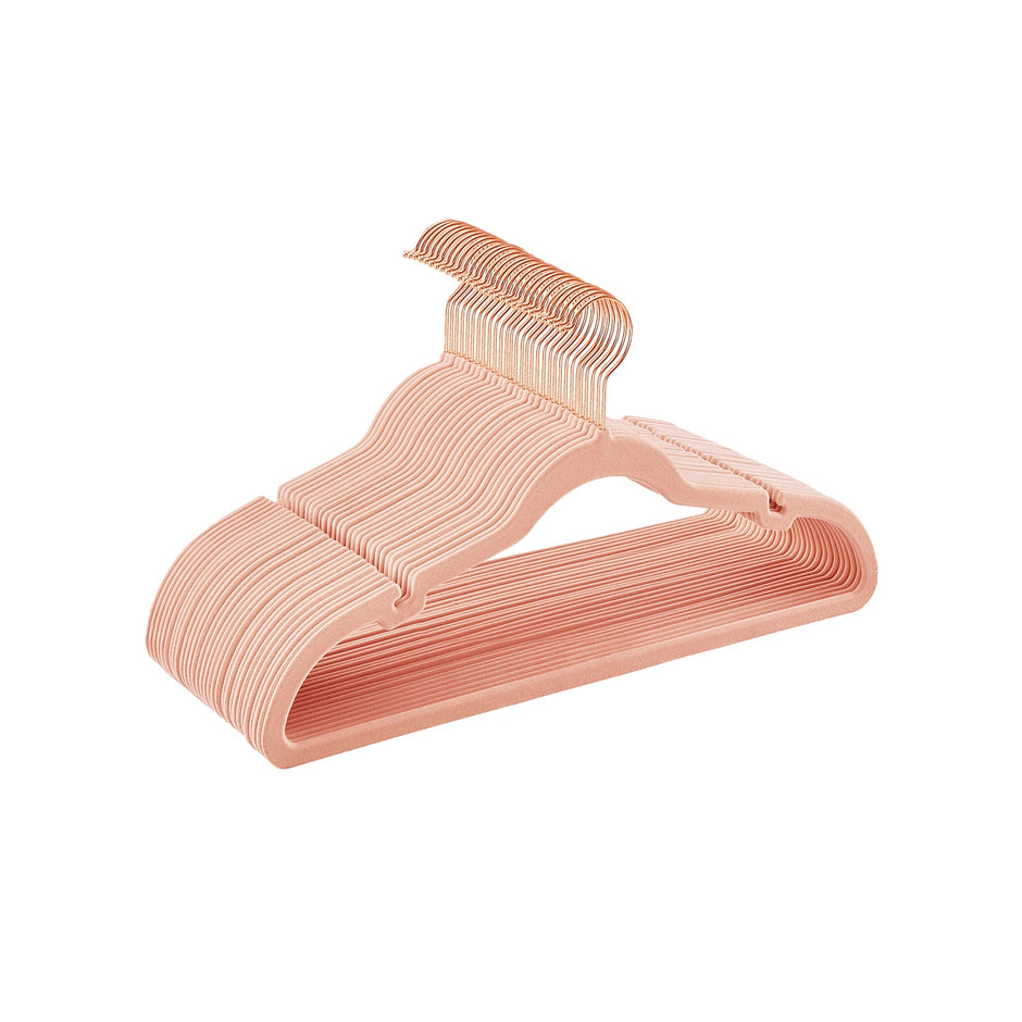 Velvet Hangers – Jelly Pink – 30-Pack – Non-Slip with Shoulder Notches and Trouser Bar