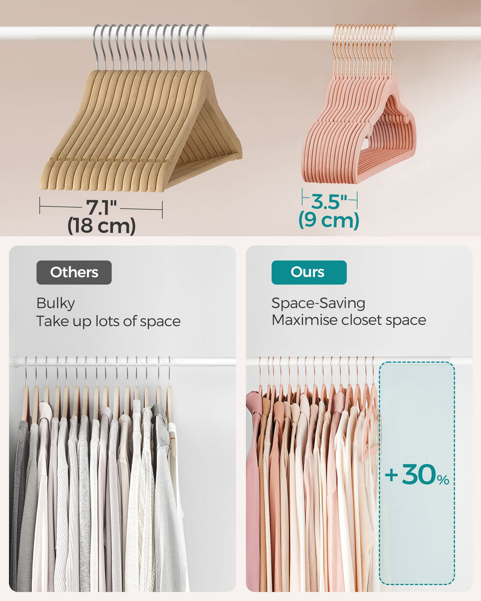 Velvet Hangers – Jelly Pink – 30-Pack – Non-Slip with Shoulder Notches and Trouser Bar