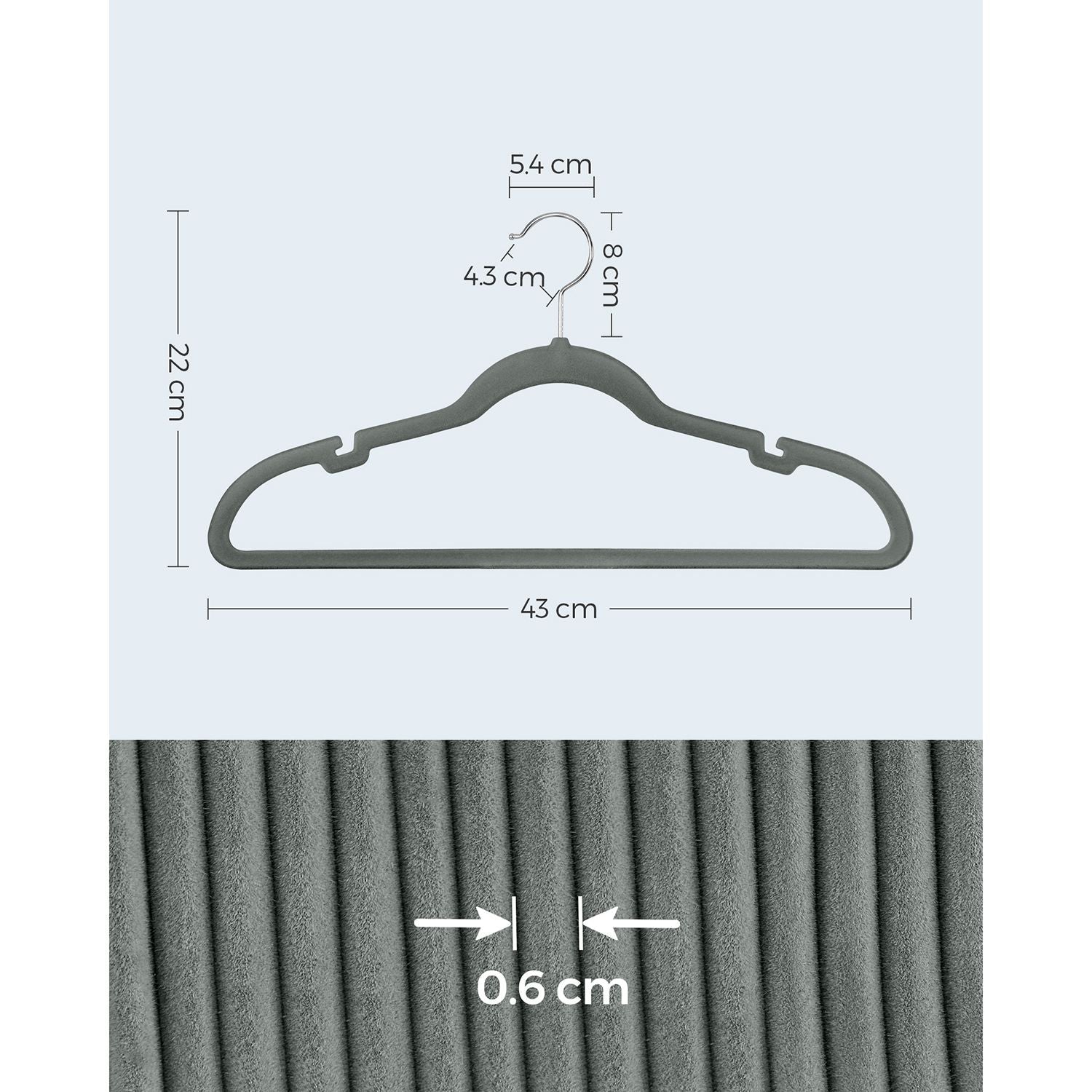 30-Pack Velvet Hangers – Velvet – Grey – Non-Slip with Shoulder Notches and Trouser Bar