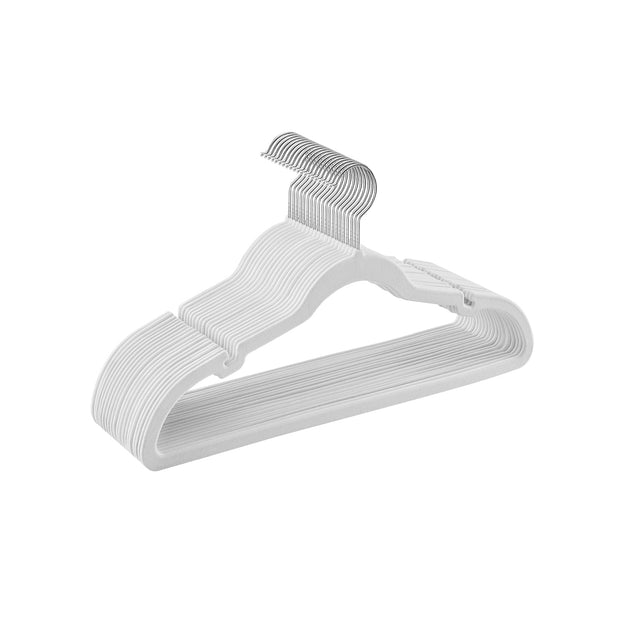 Velvet Hangars – Velvet – Cloud White – Non-Slip, 360° Swivel Hook, Space-Saving, Pack of 20