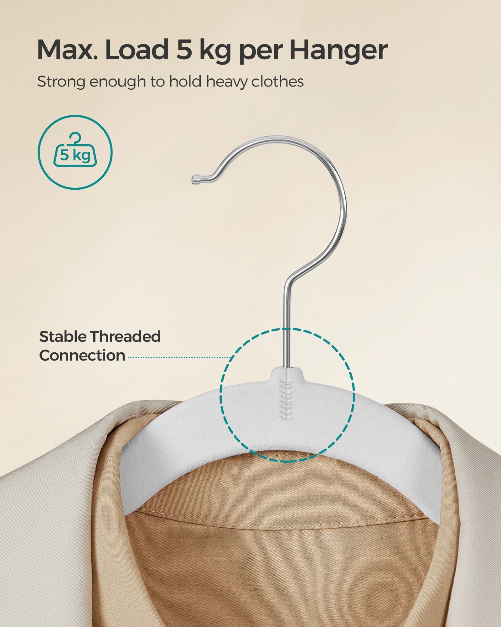 Velvet Hangars – Velvet – Cloud White – Non-Slip, 360° Swivel Hook, Space-Saving, Pack of 20