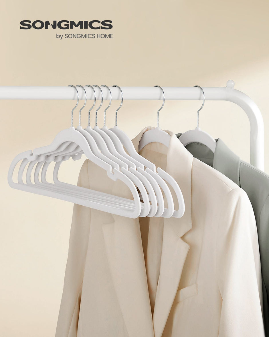 50-Pack Velvet Hangers – Classic White – Non-Slip Design with 360° Swivel Hook and Trouser Bar