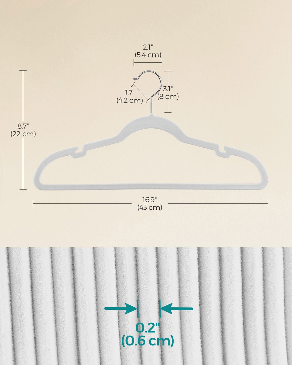50-Pack Velvet Hangers – Classic White – Non-Slip Design with 360° Swivel Hook and Trouser Bar