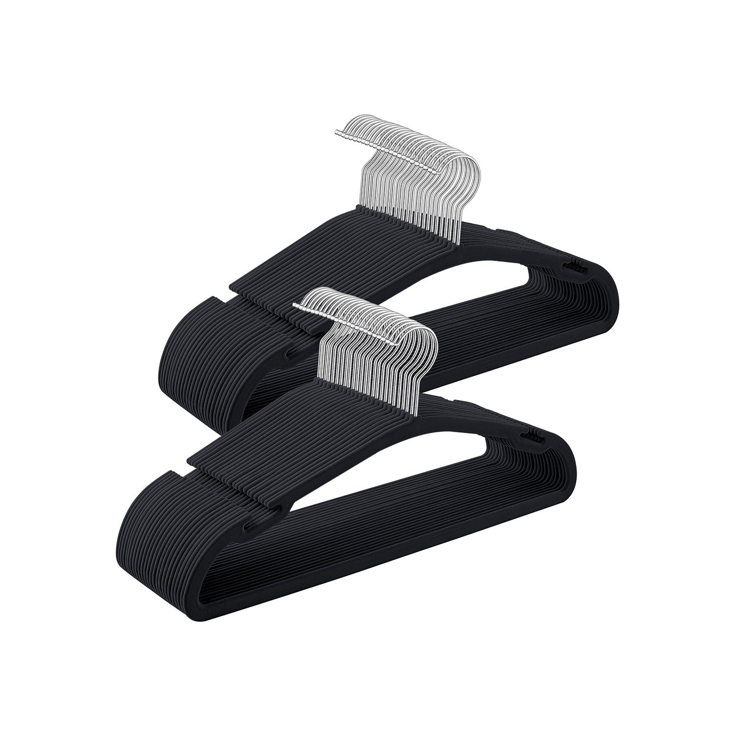 Set of 50 Velvet Hangers – Velvet – Ink Black – Non-Slip with Rose Gold Swivel Hook